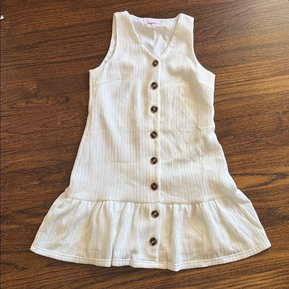 Pink Lily White Sleeveless Button-Down Dress